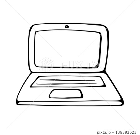 Laptop computer technology device doodle illustration Laptop computer technology device doodle illustration 138592623