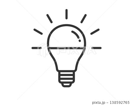 光っている、LED電球のアイコン(線画)のイラスト 光っている、LED電球のアイコン(線画)のイラスト 138592765