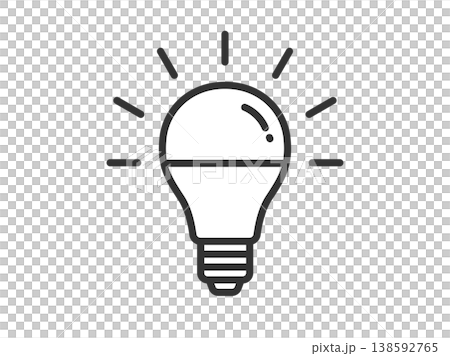 光っている、LED電球のアイコン(線画)のイラスト 光っている、LED電球のアイコン(線画)のイラスト 138592765