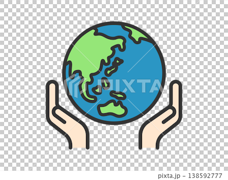地球を包む手のアイコン(線画カラー)のイラスト 地球を包む手のアイコン(線画カラー)のイラスト 138592777