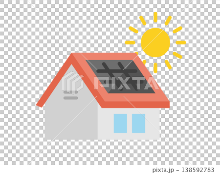 An illustration of a house icon with solar panels installed. An illustration of a house icon with solar panels installed. 138592783