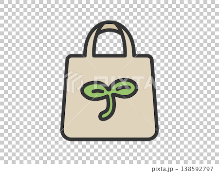 Illustration of a reusable shopping bag icon (line drawing, color) Illustration of a reusable shopping bag icon (line drawing, color) 138592797