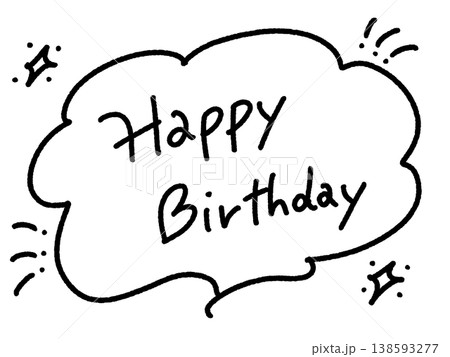 Happy Birthday 手書き文字のメッセージ　吹き出しとキラキラ 138593277