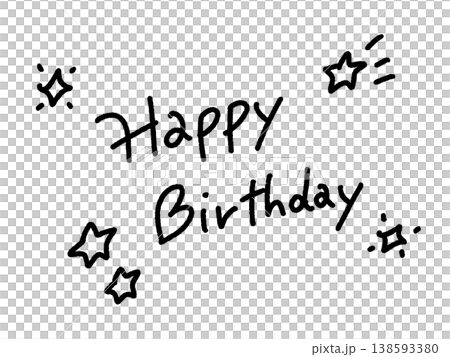 Happy Birthday! Cute handwritten message with sparkling shooting stars. Happy Birthday! Cute handwritten message with sparkling shooting stars. 138593380