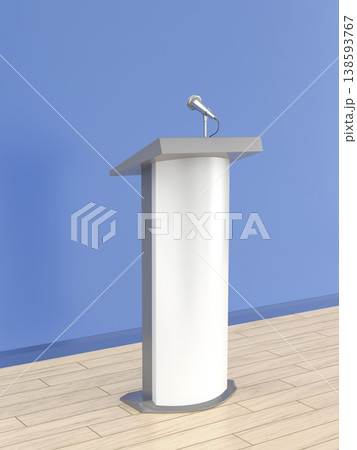 Empty white rostrum with microphone Empty white rostrum with microphone 138593767