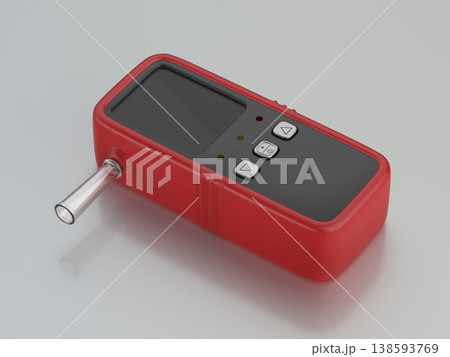 Red digital breathalyzer for alcohol testing 138593769
