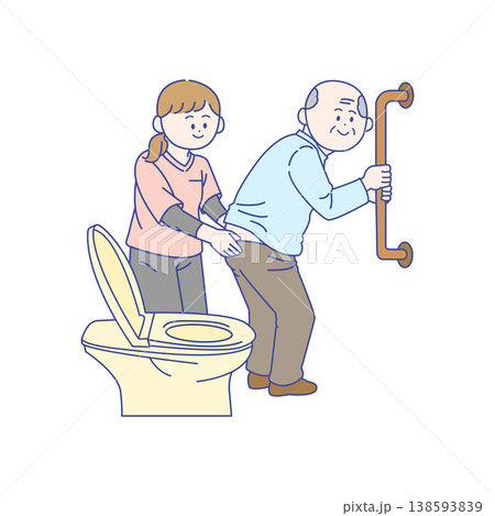高齢者のトイレ介助を行う介護スタッフ 高齢者のトイレ介助を行う介護スタッフ 138593839