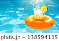 Refreshing Summer Drink Floating in Pool 138594135