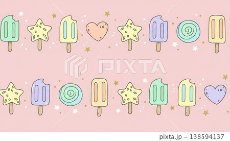 Cute Pastel Popsicle Pattern Illustration Cute Pastel Popsicle Pattern Illustration 138594137