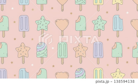 Cute Pastel Popsicle Pattern Illustration 138594138