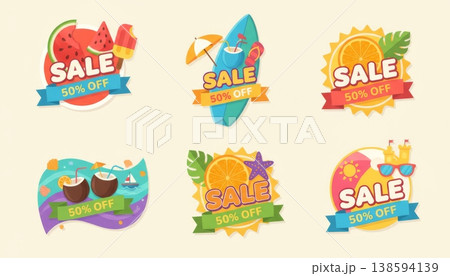 Summer Sale Tropical Banner Set 138594139