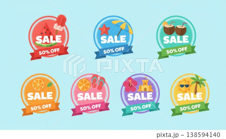 Summer Sale Tropical Banner Set Summer Sale Tropical Banner Set 138594140