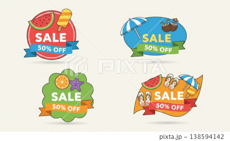 Summer Sale Tropical Banner Set 138594142