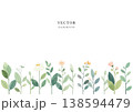 草と花の背景　草花の手描き風ベクターイラスト 138594479