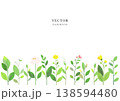 草と花の背景　草花の手描き風ベクターイラスト 138594480