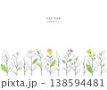 草と花の背景　草花の手描き風ベクターイラスト 138594481