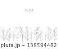 草と花の背景　草花の手描き風ベクターイラスト 138594482