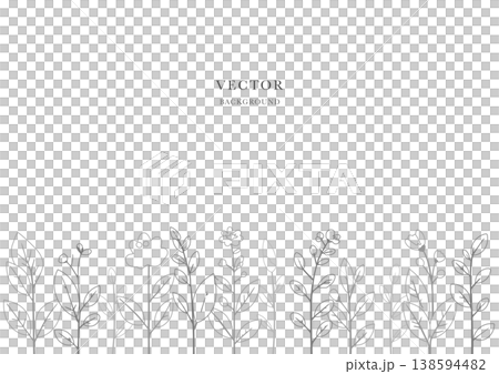 Grass and flower background; hand-drawn style vector illustration of grass and flowers. Grass and flower background; hand-drawn style vector illustration of grass and flowers. 138594482