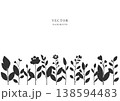 草と花の背景　草花の手描き風ベクターイラスト 138594483
