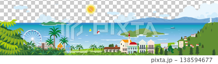 海辺の街の背景イラスト 138594677