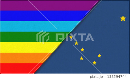 Flags of LGBT and Alaska. LGBT and Alaska official flags Flags of LGBT and Alaska. LGBT and Alaska official flags 138594744