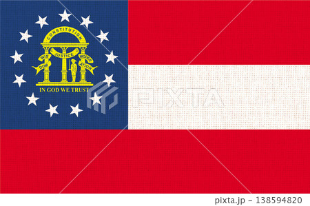 Flag of American state Georgia on fabric surface. Georgian state flag 138594820