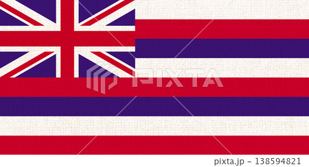 Flag of American state Hawaii on fabric surface. Hawaiian state flag 138594821