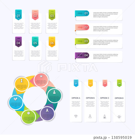 Vector info graphics for your business presentations. Can be used for website layout, numbered banners, diagram, horizontal cutout lines, web design. Vector info graphics for your business presentations. Can be used for website layout, numbered banners, diagram, horizontal cutout lines, web design. 138595019