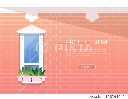 Window background. Facade of red brick. 138595042