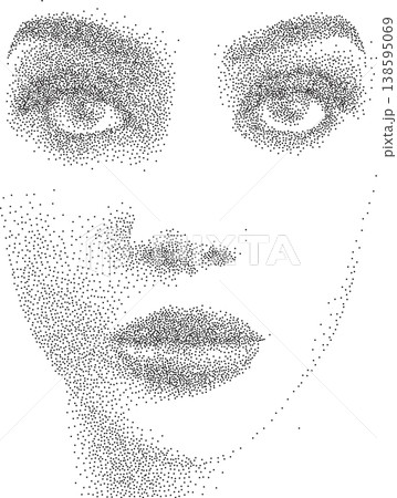 Dotwork Portrait of Womans Face in stipple Style 138595069
