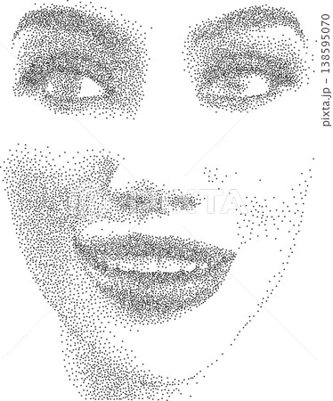 Dotwork Portrait of Womans Face in stipple Style Dotwork Portrait of Womans Face in stipple Style 138595070