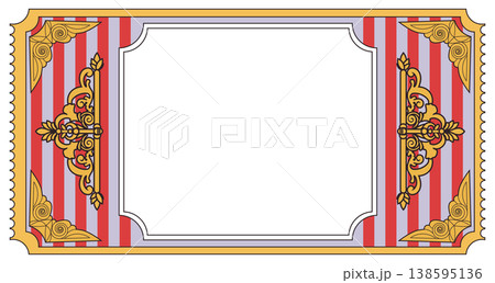 Striped Ticket Background with Decorative Border 138595136