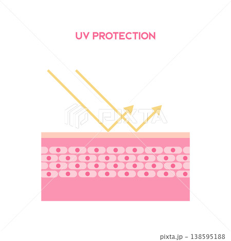 UV reflection skin after protection. Flat vector illustration. UV reflection skin after protection. Flat vector illustration. 138595188
