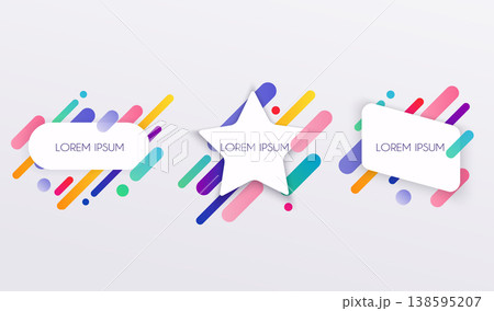 Paper card and abstract colorful shapes. Neon lines and circles. Concept for web banners, websites, infographics. Paper card and abstract colorful shapes. Neon lines and circles. Concept for web banners, websites, infographics. 138595207