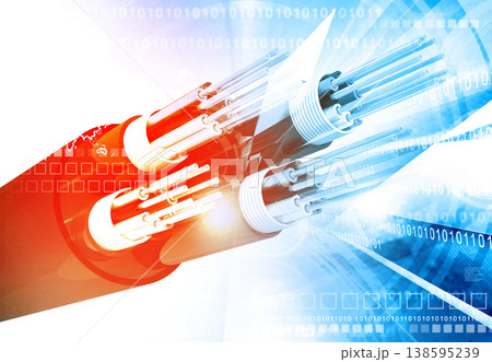 Fiber optic cable over Futuristic technological background Fiber optic cable over Futuristic technological background 138595239