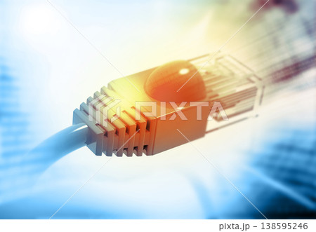 Network cable over futuristic technological background 138595246