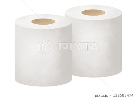 二個のシンプルなトイレットペーパーのイラスト 138595474