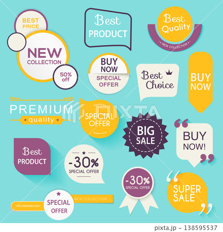 Collection of premium promo seals/stickers. Isolated vector illustration. 138595537