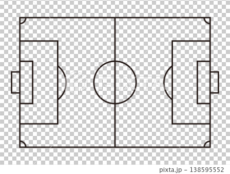 足球場的單色平面圖（俯視圖，簡潔，戰術板，圖示） 138595552