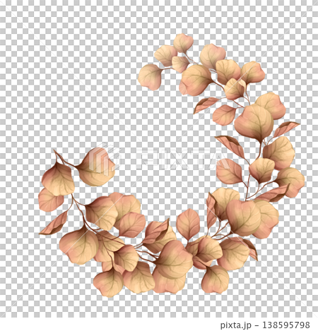 Autumn floral wreath with eucalyptus leaves. Elegant botanical frame suitable for wedding invitations, greeting cards or scrapbooking. Hand drawn aesthetic illustration. Autumn floral wreath with eucalyptus leaves. Elegant botanical frame suitable for wedding invitations, greeting cards or scrapbooking. Hand drawn aesthetic illustration. 138595798