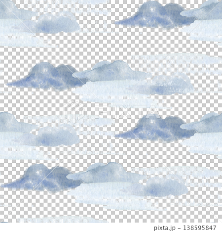 Seamless cloud pattern with layered watercolor shapes on white background, hand painted sky illustration. Soft textured repeat design for fabric, wallpaper, wrapping paper and packaging decor Seamless cloud pattern with layered watercolor shapes on white background, hand painted sky illustration. Soft textured repeat design for fabric, wallpaper, wrapping paper and packaging decor 138595847