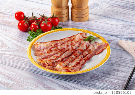 Fried pork bacon for breakfast Fried pork bacon for breakfast 138596103