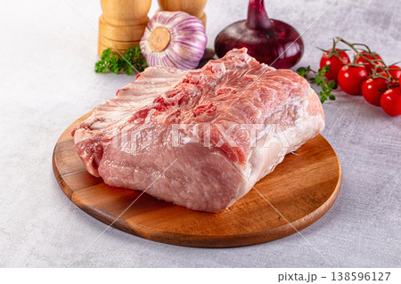 Raw pork loin with bone Raw pork loin with bone 138596127