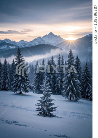 雪の山 雪山 ゆきやま 138596287