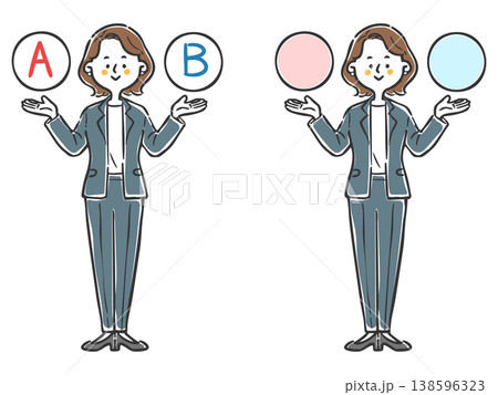 AとBの選択肢　キャリアウーマン　全身　ベクター 138596323