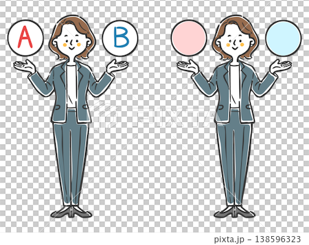 AとBの選択肢　キャリアウーマン　全身　ベクター 138596323