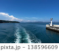 夏の海と白い灯台、船が進む爽快な景色 138596609