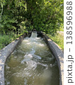 緑に囲まれた水路を流れる清らかな水の風景 138596988