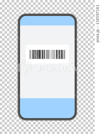 Illustration of a smartphone screen displaying a barcode - Simple cashless and code payment material Illustration of a smartphone screen displaying a barcode - Simple cashless and code payment material 138597161