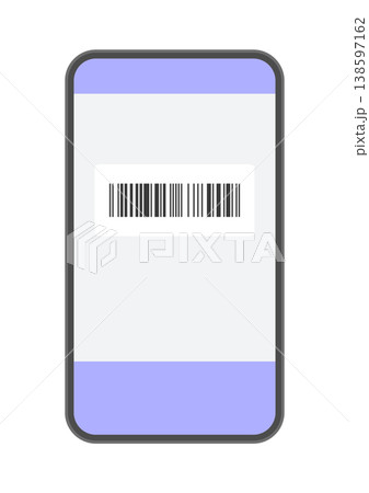 バーコードを表示したスマートフォンの画面のイラスト - シンプルなキャッシュレスやコード決済の素材 138597162